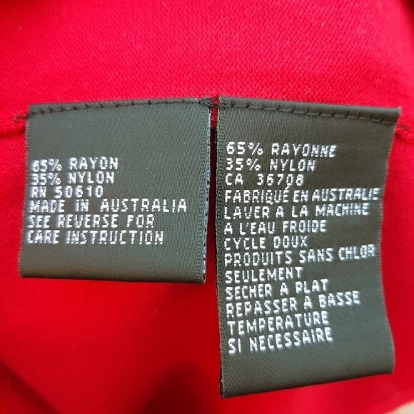 Kasper Stretchy Crop Sweater Knitted Top Red with Tan Accent 3/4 Sleeve Size M - Picture 9 of 13